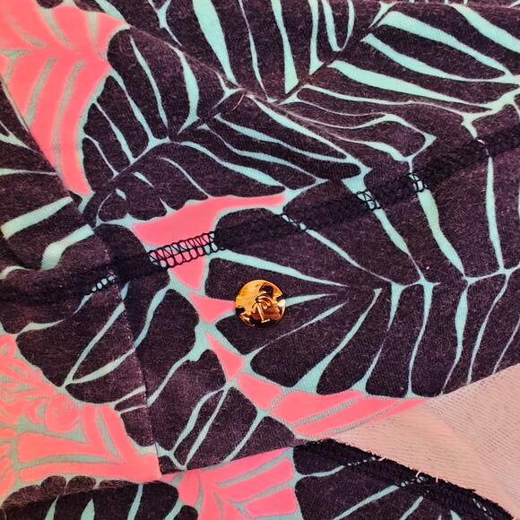 Lilly Pulitzer XXS Palm Leaf Pink & Navy Stretch T-Shirt Dress Tropical - Picture 6 of 6